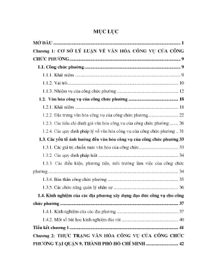 Luận văn văn hoá công vụ của công chức phường quận 9 thành phố hồ chí minh