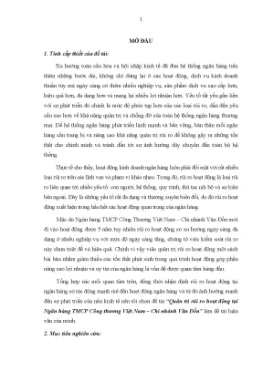 Quản trị rủi ro hoạt động tại ngân hàng TMCP Công Thương