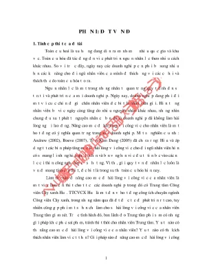Nhân tố ảnh hưởng đến sự hài lòng công việc của nhân 