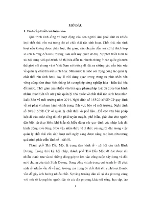 Quản lý chất thải rắn sinh hoạt tại Thủ Dầu Một, Bình 