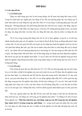Phát huy tính sáng tạo của học sinh trong dạy học thí 