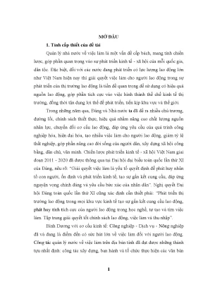 Quản lý việc làm tại Bình Dương: Luận văn phân tích &