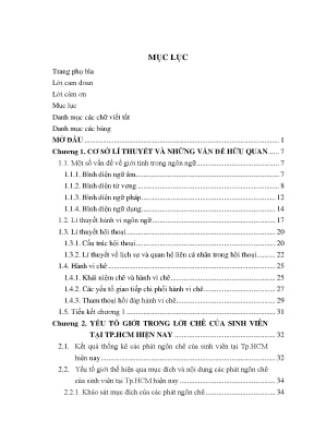 Phân tích giới trong lời chê và phản hồi tại TP.HCM: 
