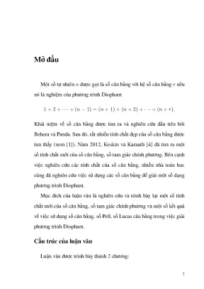 Phương trình Diophant liên quan đến số cân bằng: Nghiên 