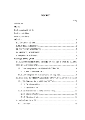 Nghiên cứu thành phần và phân bố cá ở hạ lưu sông Hậu, 