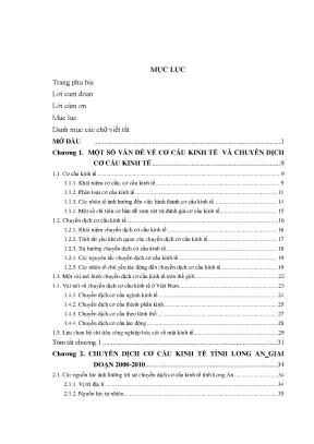 Chuyển Dịch Cơ Cấu Kinh Tế Long An (2000-2010): Thực