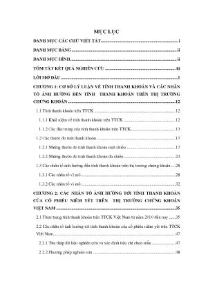 Nhân tố ảnh hưởng đến tính thanh khoản cổ phiếu niêm yết 