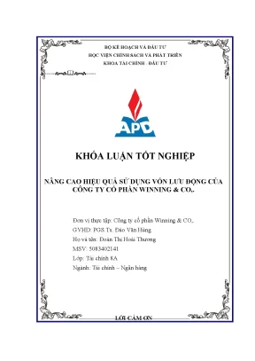 Tối ưu hóa hiệu quả sử dụng vốn lưu động tại Công ty Cổ