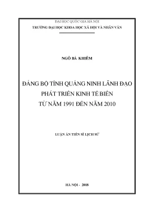 Phát triển kinh tế biển Quảng Ninh 1991-2010: Nghiên cứu 