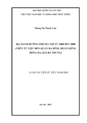 Nghiên cứu địa danh đường phố Hà Nội 1888-2008 tại bốn quận