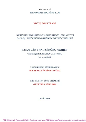Nghiên cứu tính kháng của cỏ lồng vực với thuốc trừ cỏ 