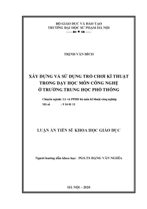 Trò Chơi Kỹ Thuật Trong Dạy Học Công Nghệ Ở Trung Học 