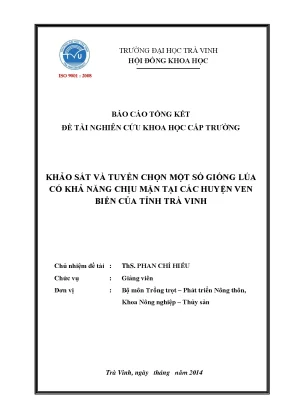 Khảo sát giống lúa chịu mặn tại Trà Vinh