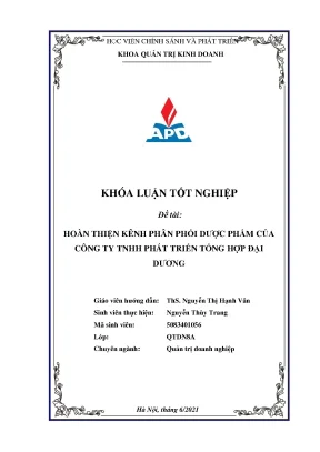Hoàn thiện kênh phân phối dược phẩm cho công ty TNHH 