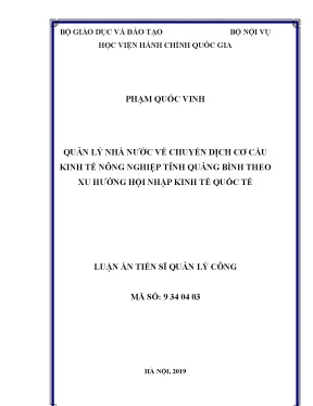 Chuyển dịch cơ cấu kinh tế nông nghiệp tỉnh Quảng Bình