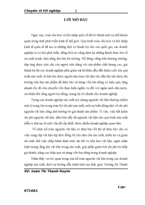Kế toán nguyên vật liệu tại Công ty TNHH Thương mại và 