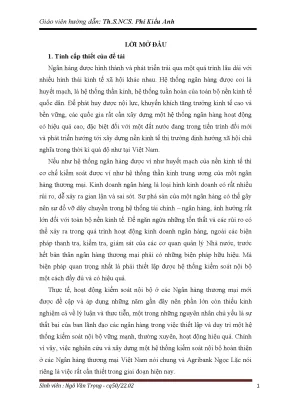 Cải thiện hệ thống kiểm soát nội bộ tại Ngân hàng Nông
