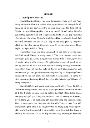 Kinh tế người Hoa tại Lục Ngạn, Bắc Giang: Thực trạng và 