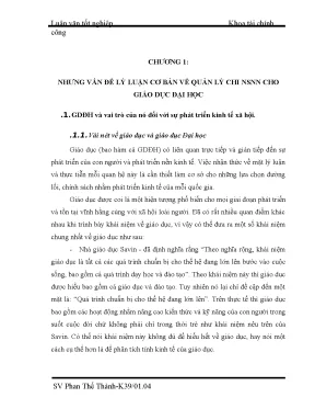 Luận văn tốt nghiệp công tác quản lý chi ngân sách nhà nước cho đào tạo đại học