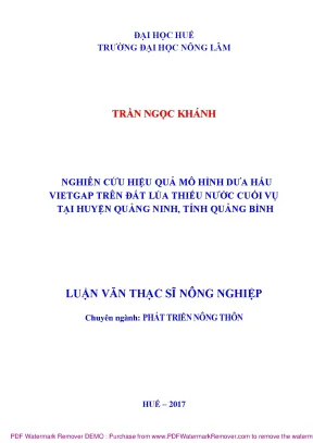 Nghiên cứu hiệu quả mô hình dưa hấu VietGAP trên đất lúa 