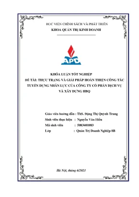 Giải pháp hoàn thiện tuyển dụng nhân lực tại công ty cổ