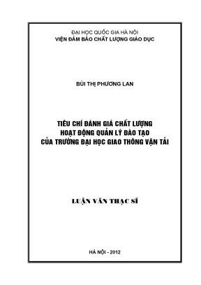 Đánh giá chất lượng quản lý đào tạo tại trường đại học 