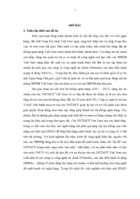 Luận án hiệu quả hoạt động kinh doanh của các ngân hàng thương mại cổ phần việt nam