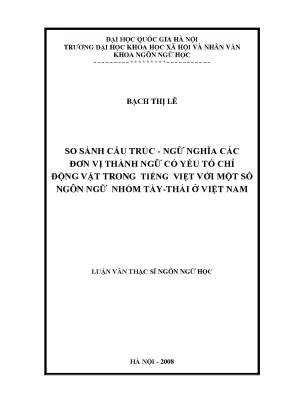 So sánh cấu trúc ngữ nghĩa thành ngữ động vật trong 