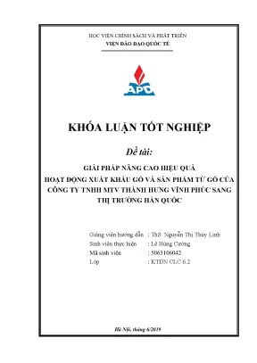 Giải pháp nâng cao xuất khẩu gỗ và sản phẩm gỗ của Thành