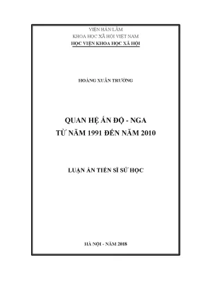Quan hệ Ấn Độ - Nga giai đoạn 1991-2010: Phân tích và 