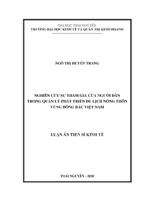 Nghiên cứu sự tham gia của người dân trong quản lý du