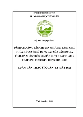 Đánh giá chuyển nhượng quyền sử dụng đất tại huyện Lập 