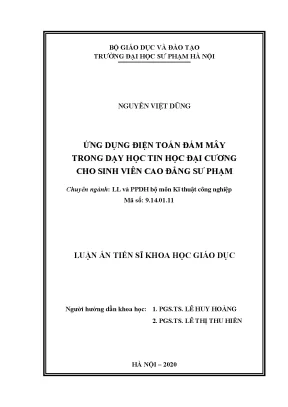 Ứng dụng điện toán đám mây trong dạy học tin học cho 