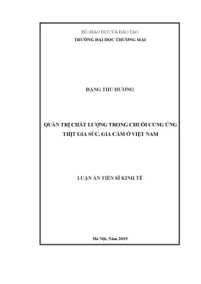 Quản trị chất lượng chuỗi cung ứng thịt gia súc và gia 