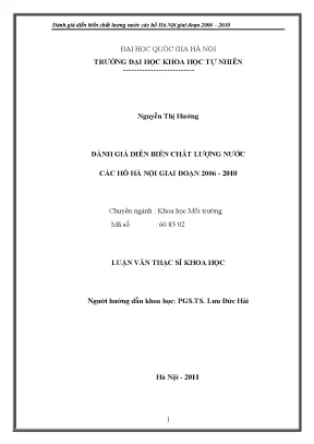 Đánh Giá Chất Lượng Nước Hồ Hà Nội (2006-2010)