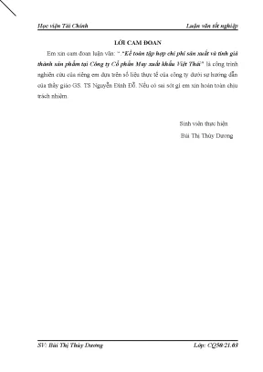 Chi phí sản xuất và giá thành sản phẩm tại Công ty Cổ