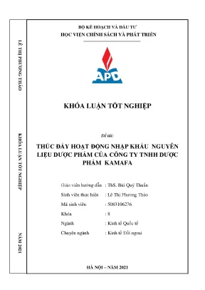 Thúc đẩy Nhập Khẩu Nguyên Liệu Dược Phẩm Tại Công Ty 