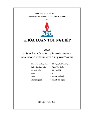 Giải pháp xuất khẩu mía đường Việt Nam vào thị trường EU