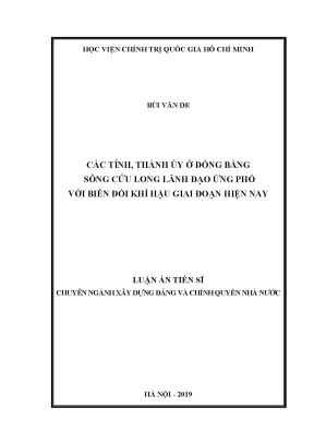 Lãnh đạo ứng phó với biến đổi khí hậu ở Đồng bằng sông 