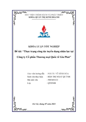 Tuyển Dụng Nhân Lực Tại Công Ty Gia Phát: Thực Trạng và