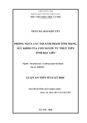 Phòng Ngừa Tội Xâm Phạm Tính Mạng và Sức Khỏe Tại Bạc Liêu