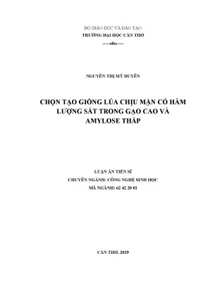 Nghiên cứu giống lúa chịu mặn với hàm lượng sắt cao và