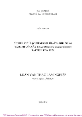 Nghiên cứu sinh thái và tái sinh cây trắc Dalbergia 