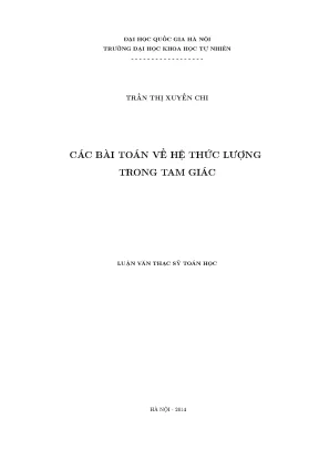 Giải quyết bài toán hệ thức lượng trong tam giác - Luận 