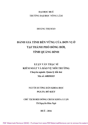 Đánh giá tính bền vững của đơn vị tại Đồng Hới, Quảng Bình