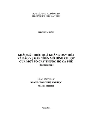 Khảo sát hiệu quả kháng oxy hóa và bảo vệ gan từ cây họ