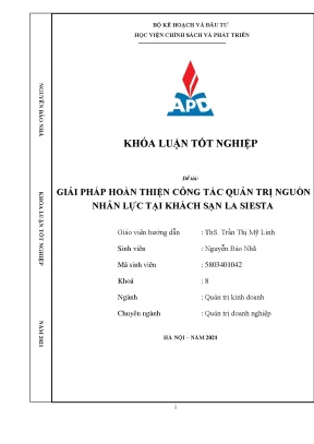 Giải pháp nâng cao quản trị nguồn nhân lực tại khách sạn 