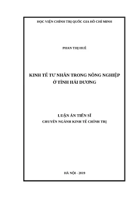 Kinh tế tư nhân trong nông nghiệp tại Hải Dương: Phân