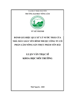 Đánh giá hiệu quả xử lý nước thải tại nhà máy giấy Yên Bình