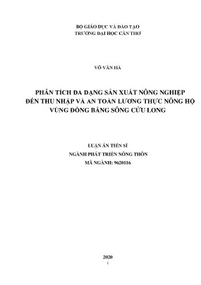 Phân Tích Đa Dạng Sản Xuất Nông Nghiệp và Tác Động Đến 